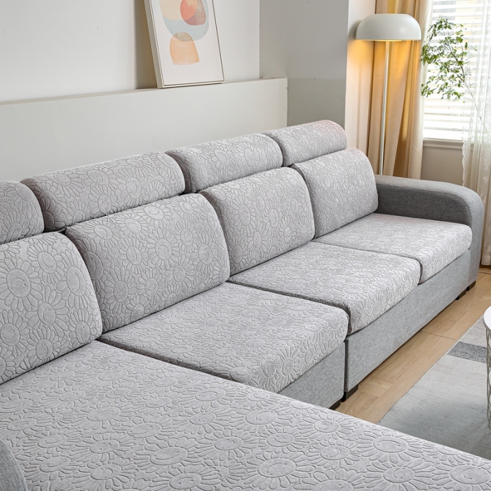 91家纺网 家纺一手货源 找家纺 千彤沙发垫 2022新款提花太阳花系列沙发套 银灰