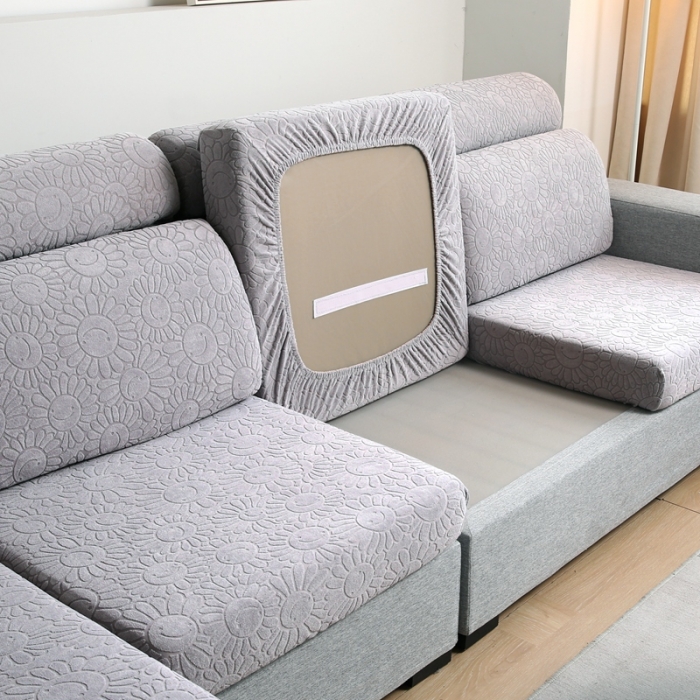 91家纺网 家纺一手货源 找家纺 千彤沙发垫 2022新款提花太阳花系列沙发套 银灰