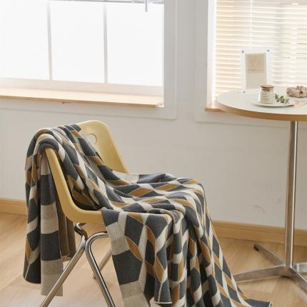 91家纺网 家纺一手货源 找家纺 （总）暖绵绵家纺 全棉几何菱格多功能针织盖毯