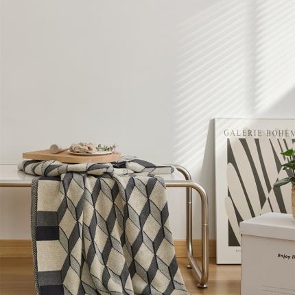 91家纺网 家纺一手货源 找家纺 （总）暖绵绵家纺 全棉几何菱格多功能针织盖毯