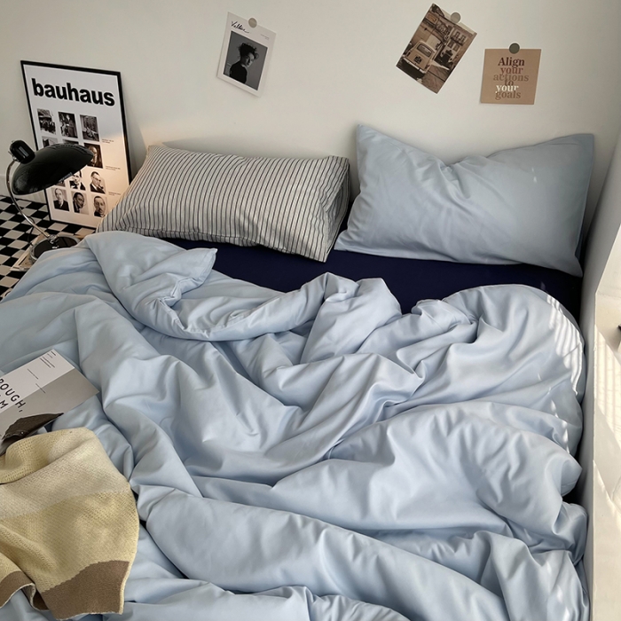 91家纺网 家纺一手货源 找家纺 总曼谷家纺 新款ins风双拼小红书同款混搭床上四件套