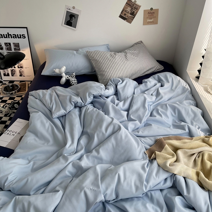 91家纺网 家纺一手货源 找家纺 总曼谷家纺 新款ins风双拼小红书同款混搭床上四件套