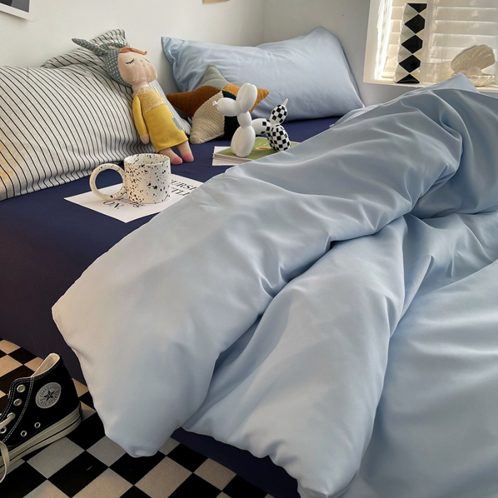 91家纺网 家纺一手货源 找家纺 总曼谷家纺 新款ins风双拼小红书同款混搭床上四件套