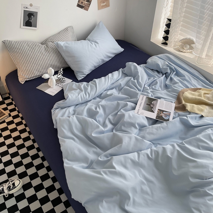 91家纺网 家纺一手货源 找家纺 总曼谷家纺 新款ins风双拼小红书同款混搭床上四件套