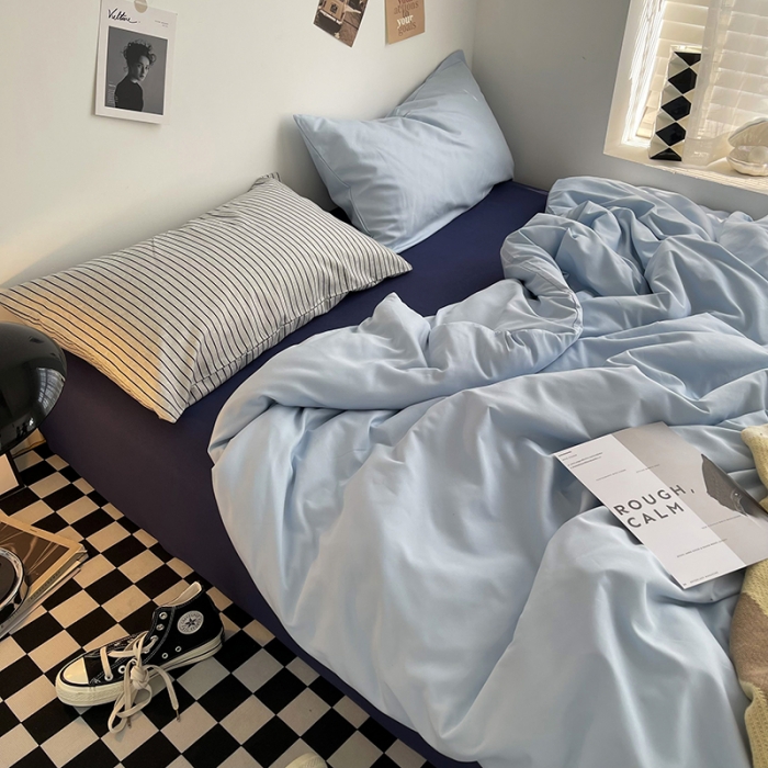 91家纺网 家纺一手货源 找家纺 曼谷家纺 新款ins风双拼小红书同款混搭床上四件套 克莱因-条纹