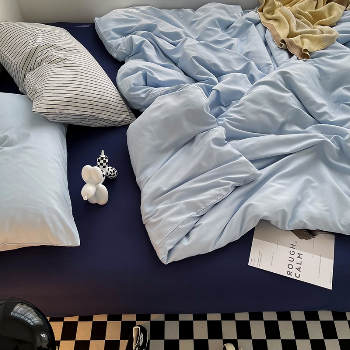 91家纺网 家纺一手货源 找家纺 曼谷家纺 新款ins风双拼小红书同款混搭床上四件套 克莱因-条纹