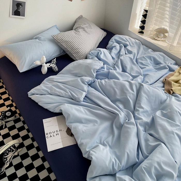 91家纺网 家纺一手货源 找家纺 曼谷家纺 新款ins风双拼小红书同款混搭床上四件套 克莱因-条纹