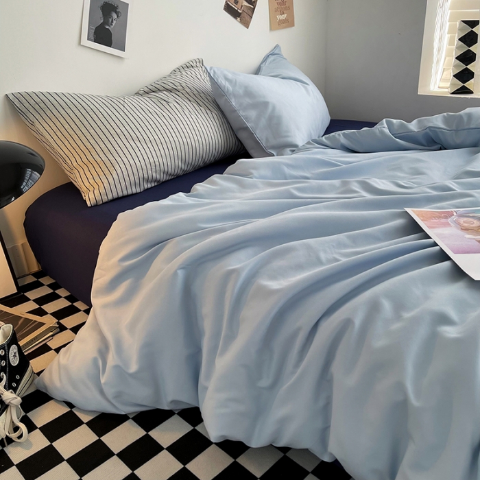 91家纺网 家纺一手货源 找家纺 曼谷家纺 新款ins风双拼小红书同款混搭床上四件套 克莱因-条纹