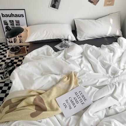 曼谷家纺 新款ins风双拼小红书同款混搭床上四件套 双拼-奶白深灰