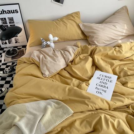 曼谷家纺 新款ins风双拼小红书同款混搭床上四件套 双拼-炭烤起司