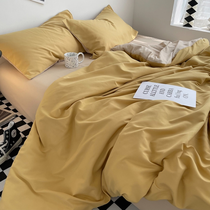 91家纺网 家纺一手货源 找家纺 曼谷家纺 新款ins风双拼小红书同款混搭床上四件套 双拼-炭烤起司