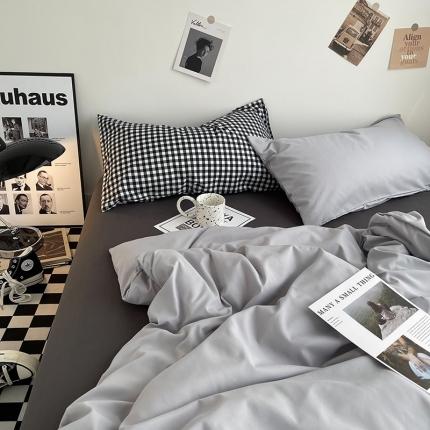 曼谷家纺 新款ins风双拼小红书同款混搭床上四件套 威尼斯-黑小格