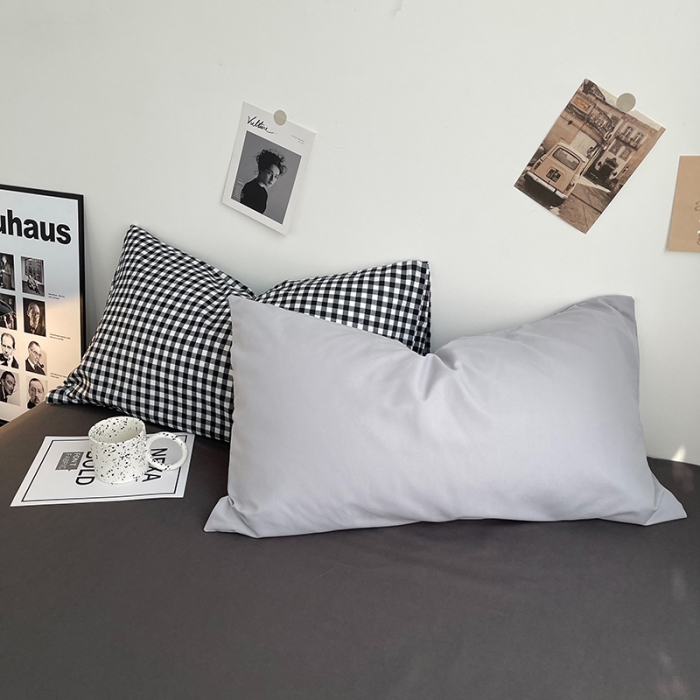 91家纺网 家纺一手货源 找家纺 曼谷家纺 新款ins风双拼小红书同款混搭床上四件套 威尼斯-黑小格