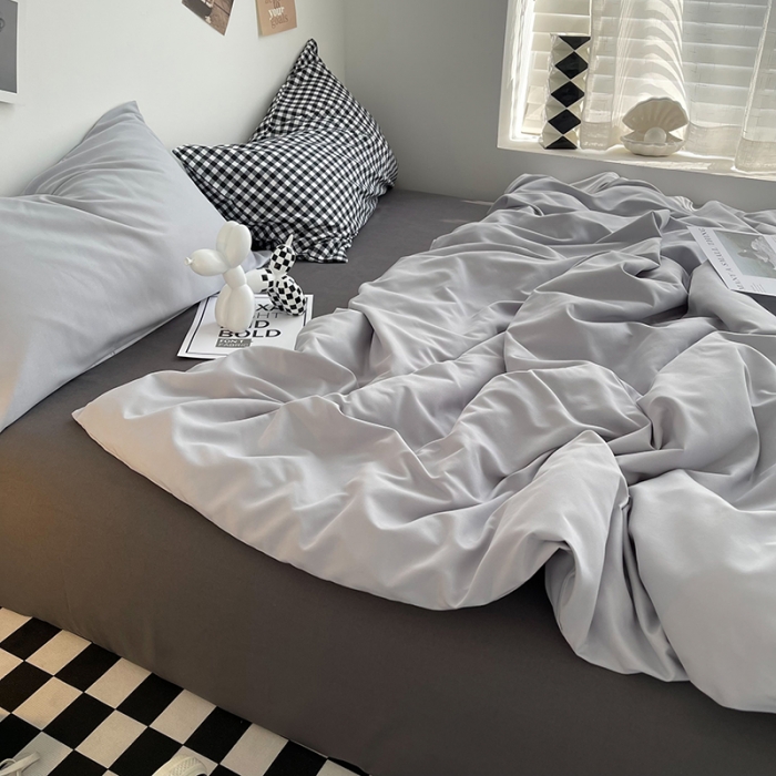 91家纺网 家纺一手货源 找家纺 曼谷家纺 新款ins风双拼小红书同款混搭床上四件套 威尼斯-黑小格