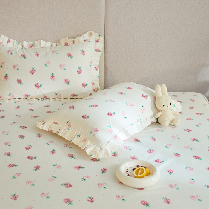 91家纺网 家纺一手货源 找家纺 铭动家纺 2023新款纯棉单层花边床笠 初恋