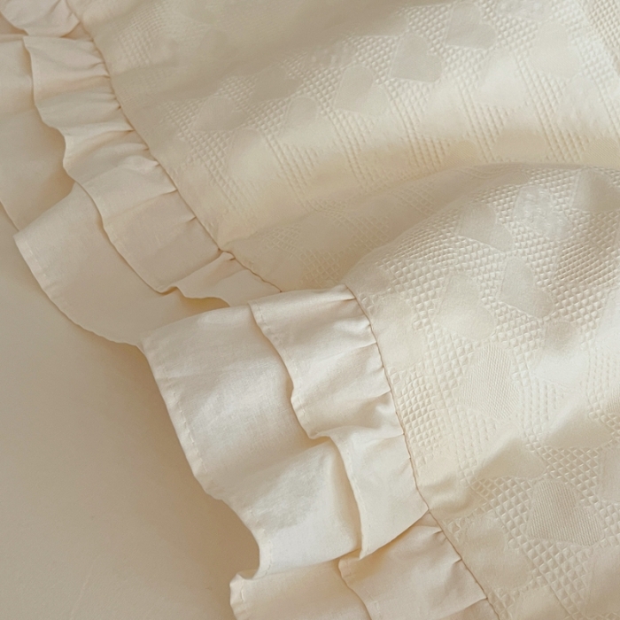 91家纺网 家纺一手货源 找家纺 昔可 2022新款60支水洗棉华夫格夏被 爱心米白