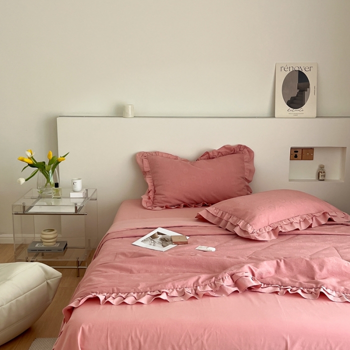 91家纺网 家纺一手货源 找家纺 昔可 2022新款60支水洗棉华夫格夏被 山茶粉