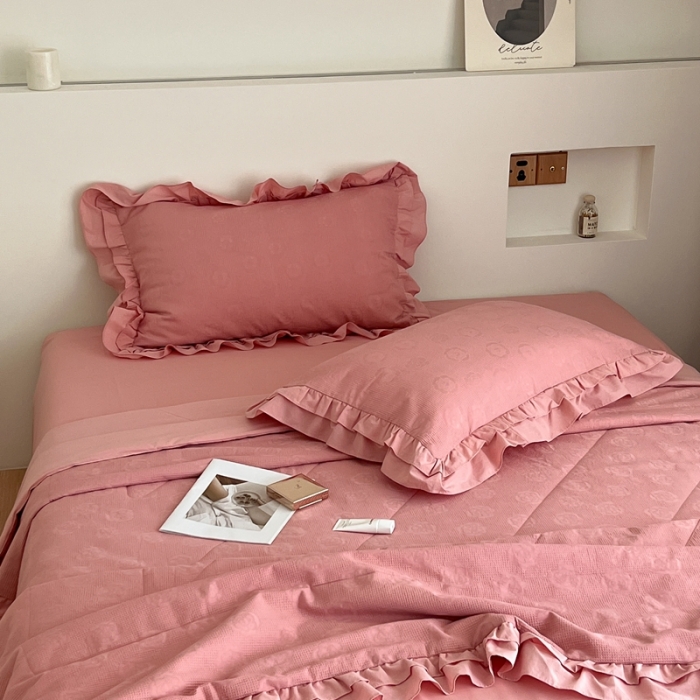 91家纺网 家纺一手货源 找家纺 昔可 2022新款60支水洗棉华夫格夏被 山茶粉