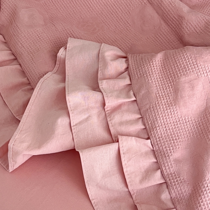 91家纺网 家纺一手货源 找家纺 昔可 2022新款60支水洗棉华夫格夏被 山茶粉