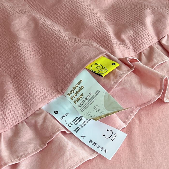 91家纺网 家纺一手货源 找家纺 昔可 2022新款60支水洗棉华夫格夏被 山茶粉