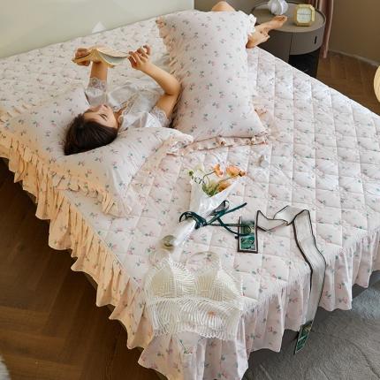 铭动家纺 2023新款大豆双层夹棉花边床笠 大豆夹棉-花乐礼B