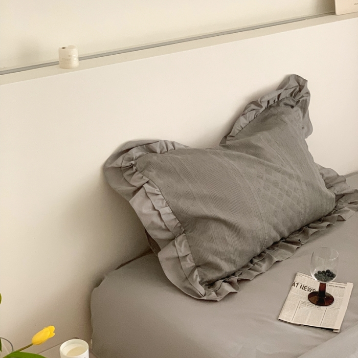 91家纺网 家纺一手货源 找家纺 昔可 2022新款60支水洗棉华夫格夏被 四花格灰