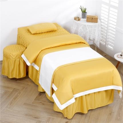 依靠家纺 2022新款天丝美容床罩四件套 黄色