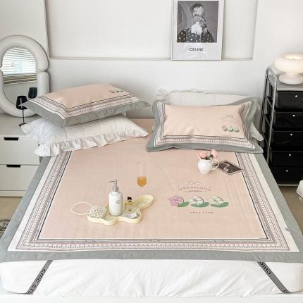 91家纺网 家纺一手货源 找家纺 昔可 2022新款大版数码水洗冰沐丝凉席 铃兰季节米