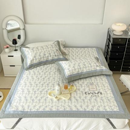 91家纺网 家纺一手货源 找家纺 昔可 2022新款大版数码水洗冰沐丝凉席 夏日香水