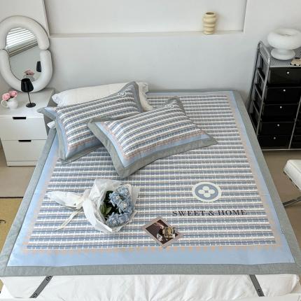 91家纺网 家纺一手货源 找家纺 （总）昔可 2022新款大版数码水洗冰沐丝凉席