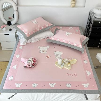 91家纺网 家纺一手货源 找家纺 昔可 2022新款大版数码水洗冰沐丝凉席 小玩伴