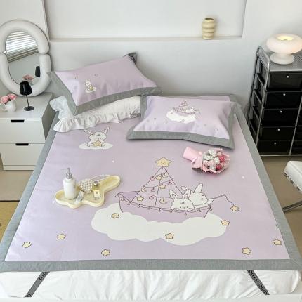 91家纺网 家纺一手货源 找家纺 昔可 2022新款大版数码水洗冰沐丝凉席 月亮船