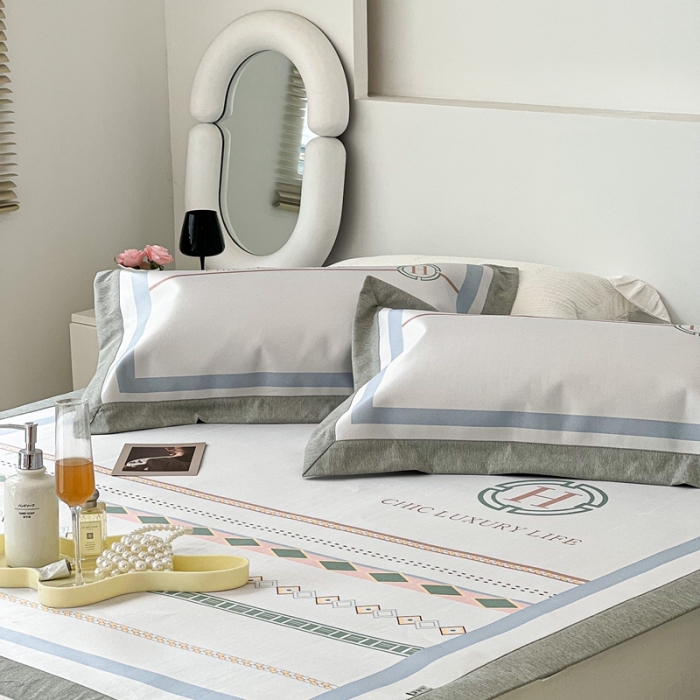 91家纺网 家纺一手货源 找家纺 昔可 2022新款大版数码水洗冰沐丝凉席 海派夏日