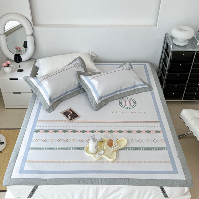 91家纺网 家纺一手货源 找家纺 昔可 2022新款大版数码水洗冰沐丝凉席 海派夏日