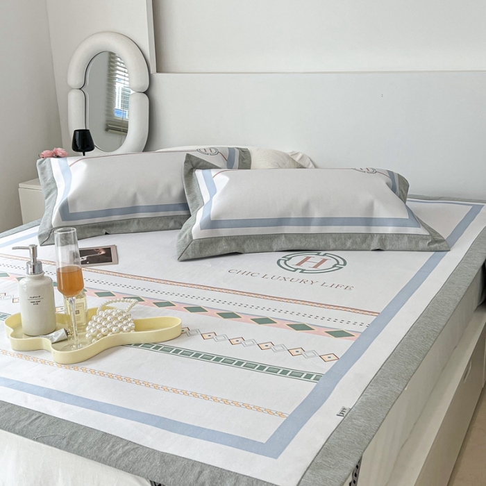 91家纺网 家纺一手货源 找家纺 昔可 2022新款大版数码水洗冰沐丝凉席 海派夏日