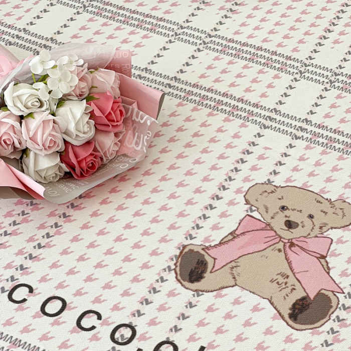 91家纺网 家纺一手货源 找家纺 昔可 2022新款大版数码水洗冰沐丝凉席 可可熊粉