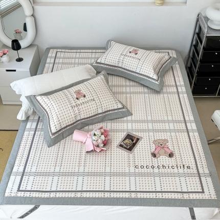 昔可 2022新款大版数码水洗冰沐丝凉席 可可熊米