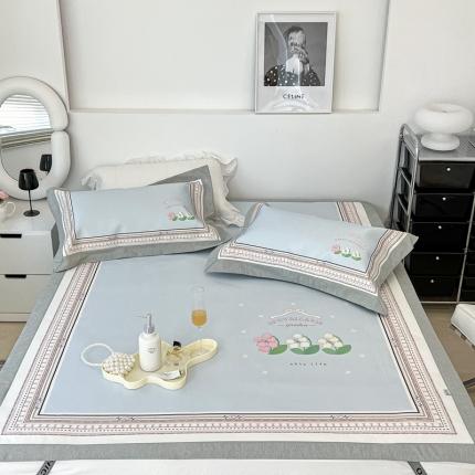 昔可 2022新款大版数码水洗冰沐丝凉席 铃兰季节蓝