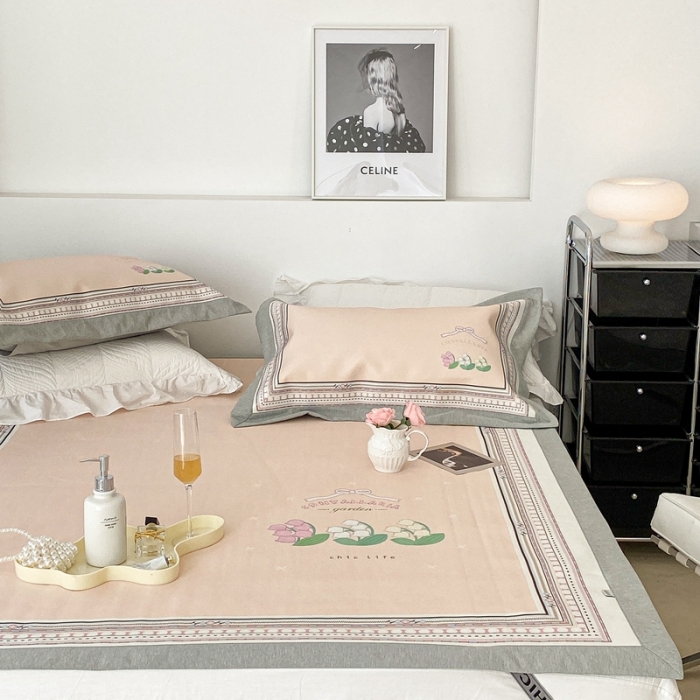 91家纺网 家纺一手货源 找家纺 昔可 2022新款大版数码水洗冰沐丝凉席 铃兰季节米