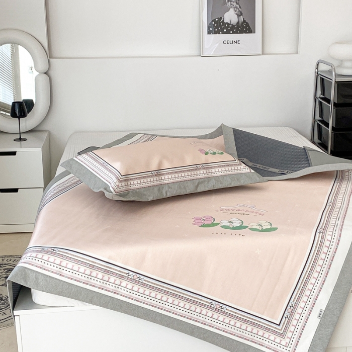 91家纺网 家纺一手货源 找家纺 昔可 2022新款大版数码水洗冰沐丝凉席 铃兰季节米