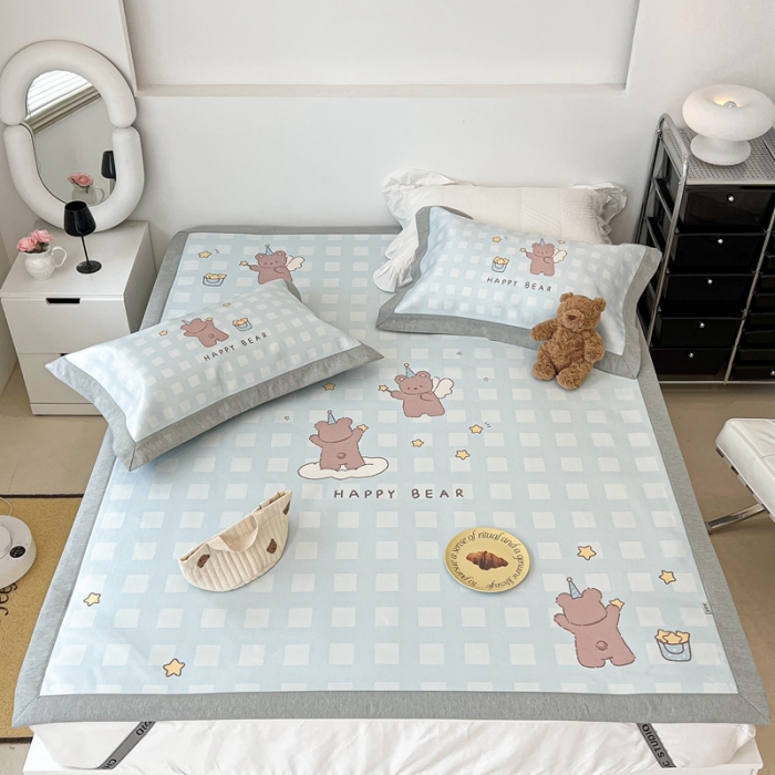 91家纺网 家纺一手货源 找家纺 昔可 2022新款大版数码水洗冰沐丝凉席 魔法熊