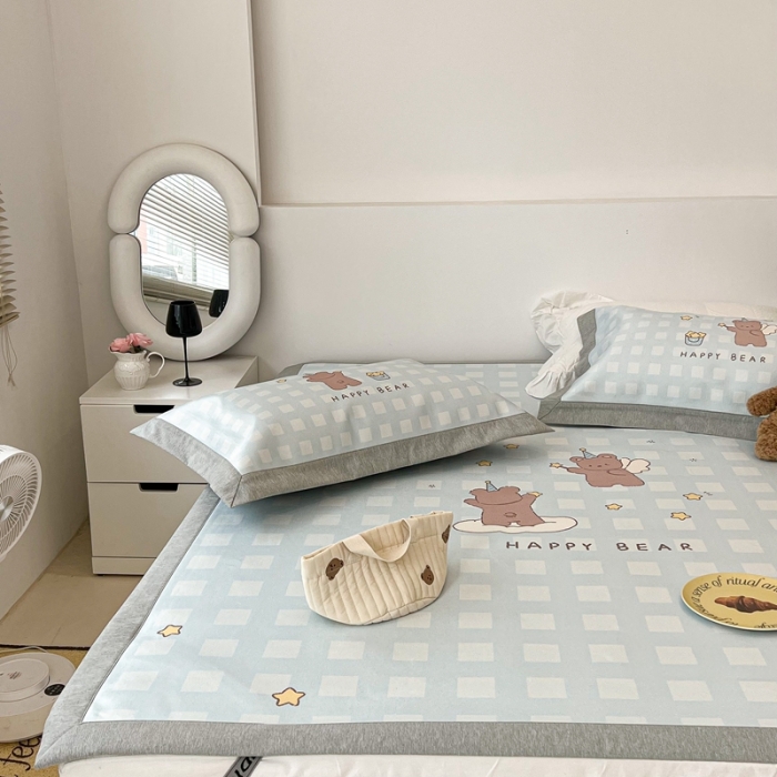 91家纺网 家纺一手货源 找家纺 昔可 2022新款大版数码水洗冰沐丝凉席 魔法熊