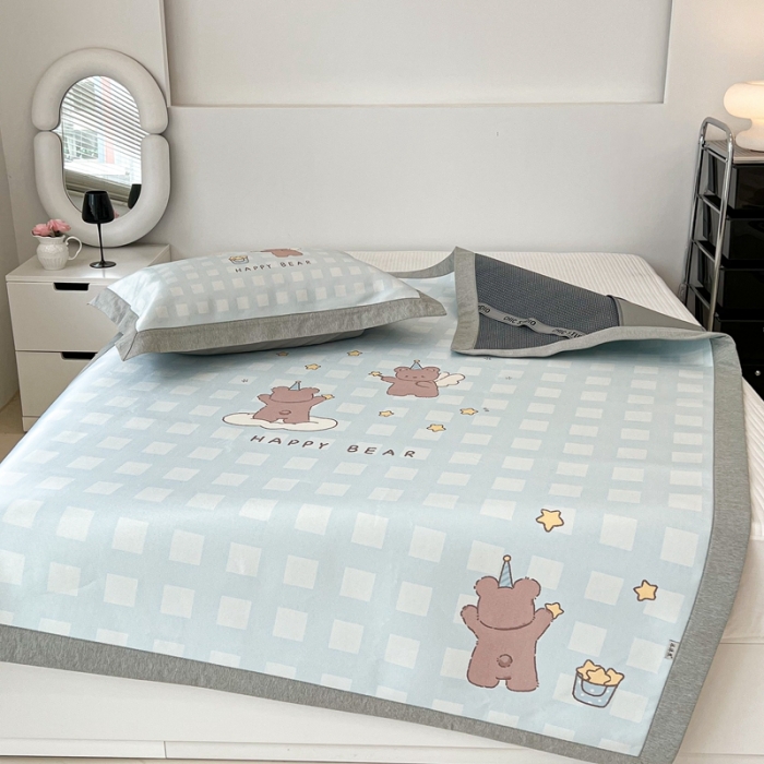 91家纺网 家纺一手货源 找家纺 昔可 2022新款大版数码水洗冰沐丝凉席 魔法熊