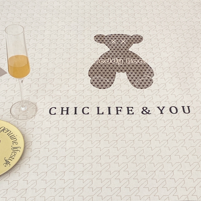 91家纺网 家纺一手货源 找家纺 昔可 2022新款大版数码水洗冰沐丝凉席 千鸟格纹熊