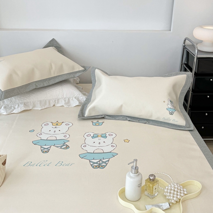 91家纺网 家纺一手货源 找家纺 昔可 2022新款大版数码水洗冰沐丝凉席 跳舞熊