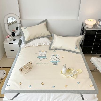 昔可 2022新款大版数码水洗冰沐丝凉席 跳舞熊