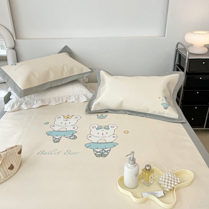 91家纺网 家纺一手货源 找家纺 昔可 2022新款大版数码水洗冰沐丝凉席 跳舞熊