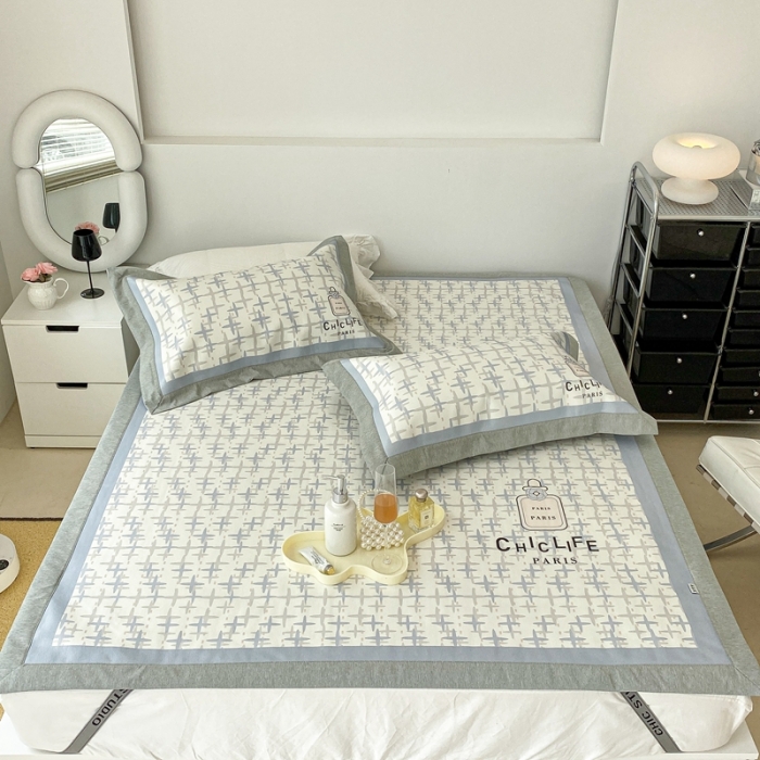 91家纺网 家纺一手货源 找家纺 昔可 2022新款大版数码水洗冰沐丝凉席 夏日香水