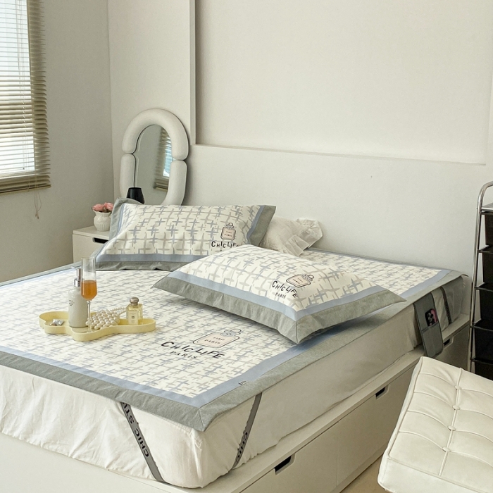 91家纺网 家纺一手货源 找家纺 昔可 2022新款大版数码水洗冰沐丝凉席 夏日香水