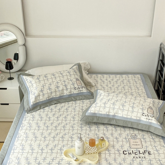 91家纺网 家纺一手货源 找家纺 昔可 2022新款大版数码水洗冰沐丝凉席 夏日香水